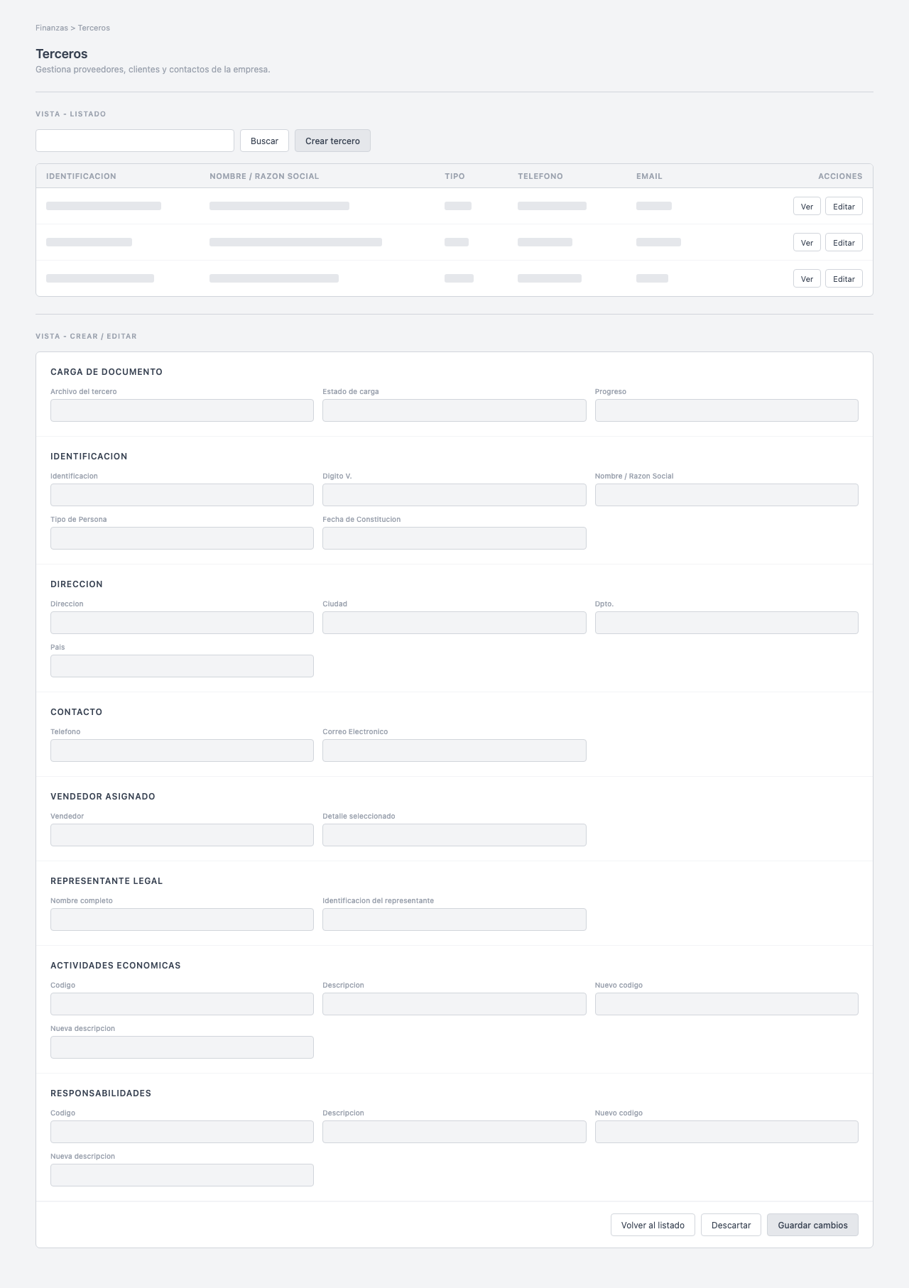 Wireframe del módulo